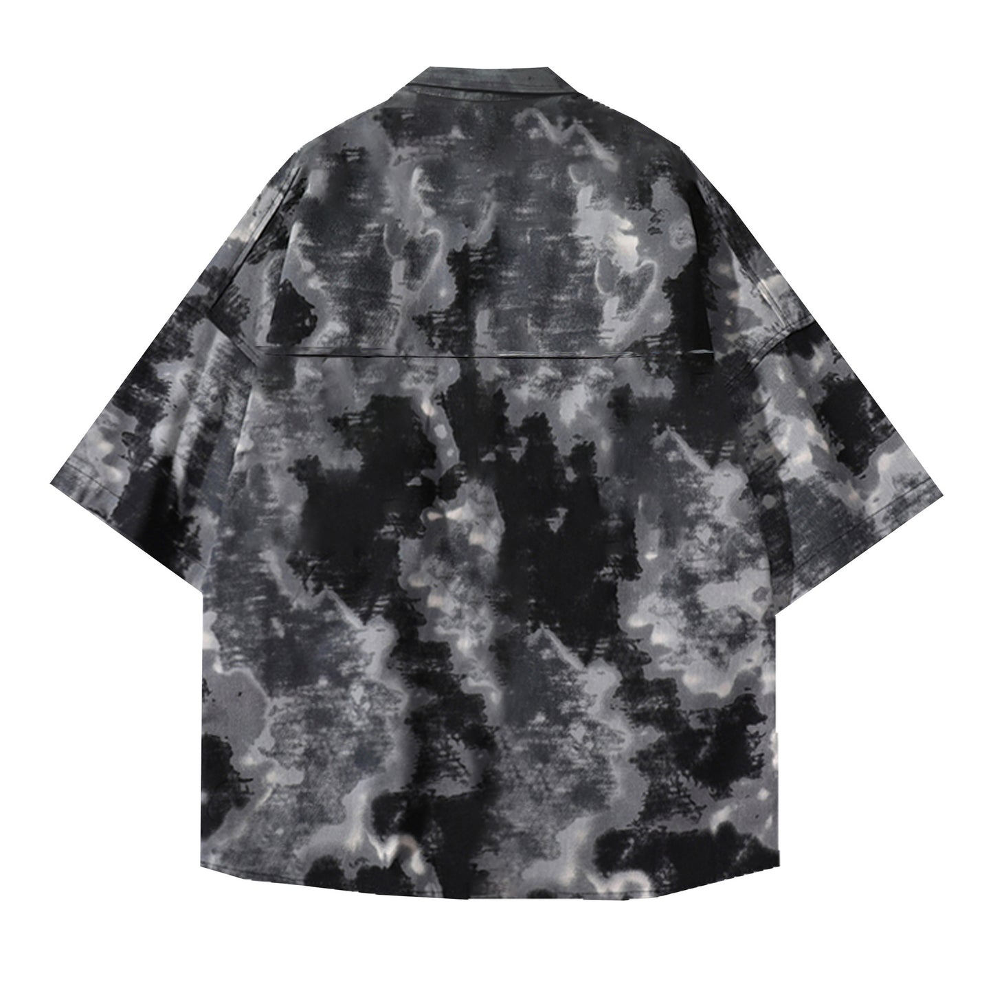 Tie dye printed short sleeved shirt loose