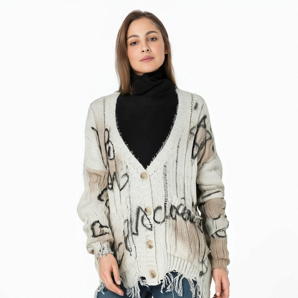 Autumn New Collection Women Knitted Cardigan Letter