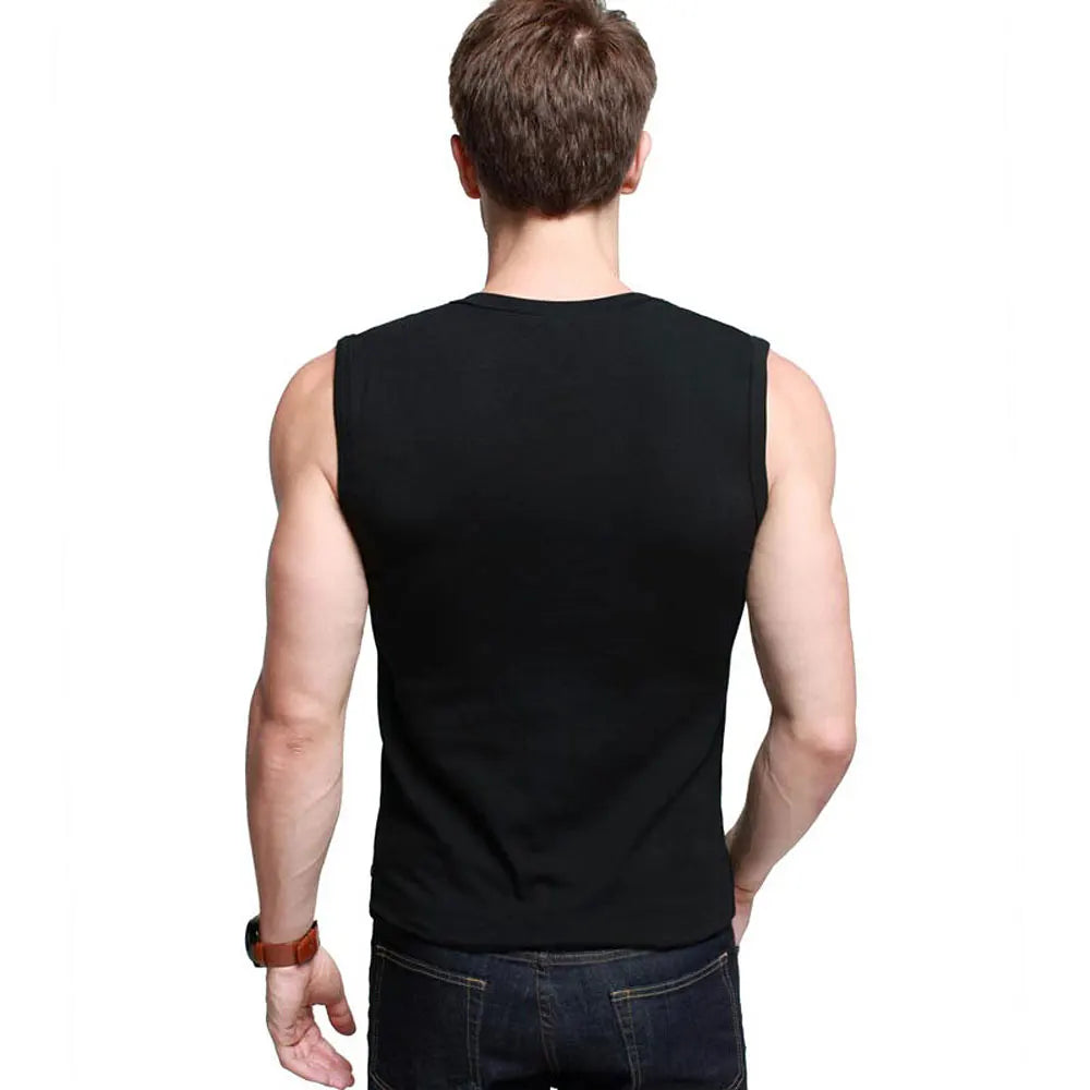 Mens Cotton T-Shirts V-Neck Sleeveless Summer Fashion Male Muscle Tank Shirts Gym Top Tees European Style Slim Fit Man Clothes