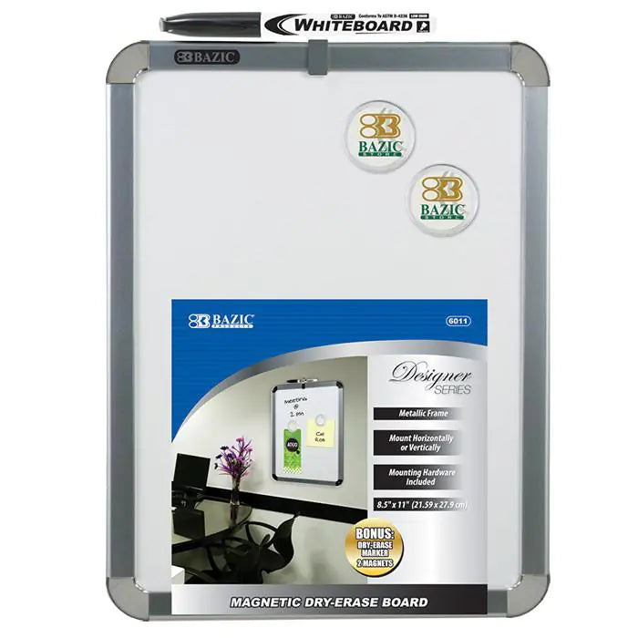 8.5" X 11" Magnetic Dry Erase Board w/ Marker & 2 Magnets
