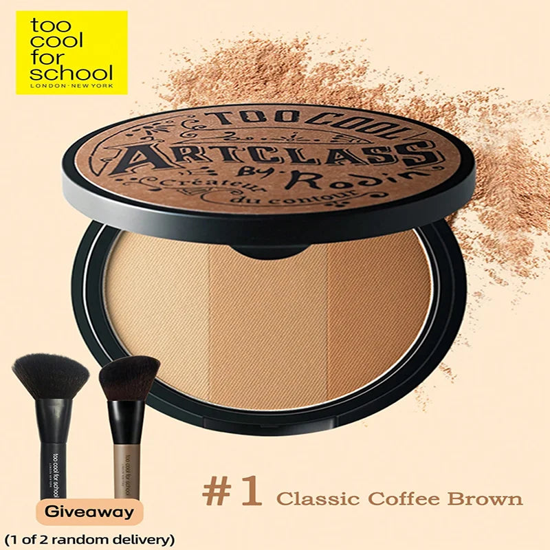 K-Beauty Matte Powder Contour Palette,with Brush, Light, Smooth, Velety Texture ,With mirror, Slimming Facial, Natural Gradation