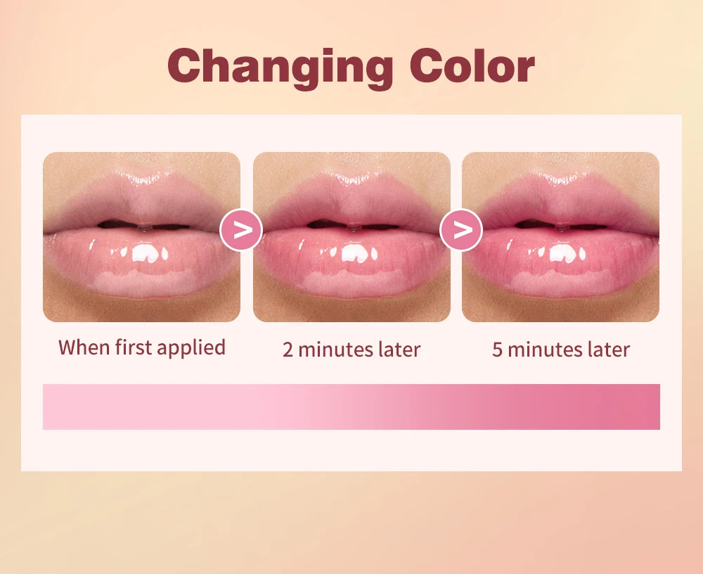 1PC lip oil, moisturizing and long-lasting luster, color changes with temperature, non greasy, daily use