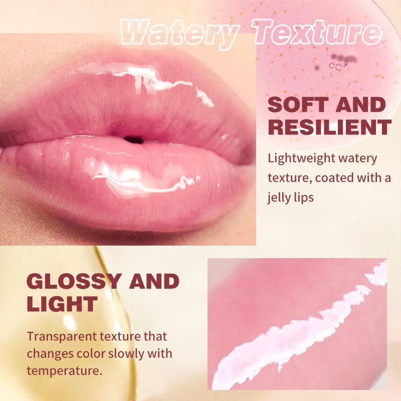 1PC lip oil, moisturizing and long-lasting luster, color changes with temperature, non greasy, daily use