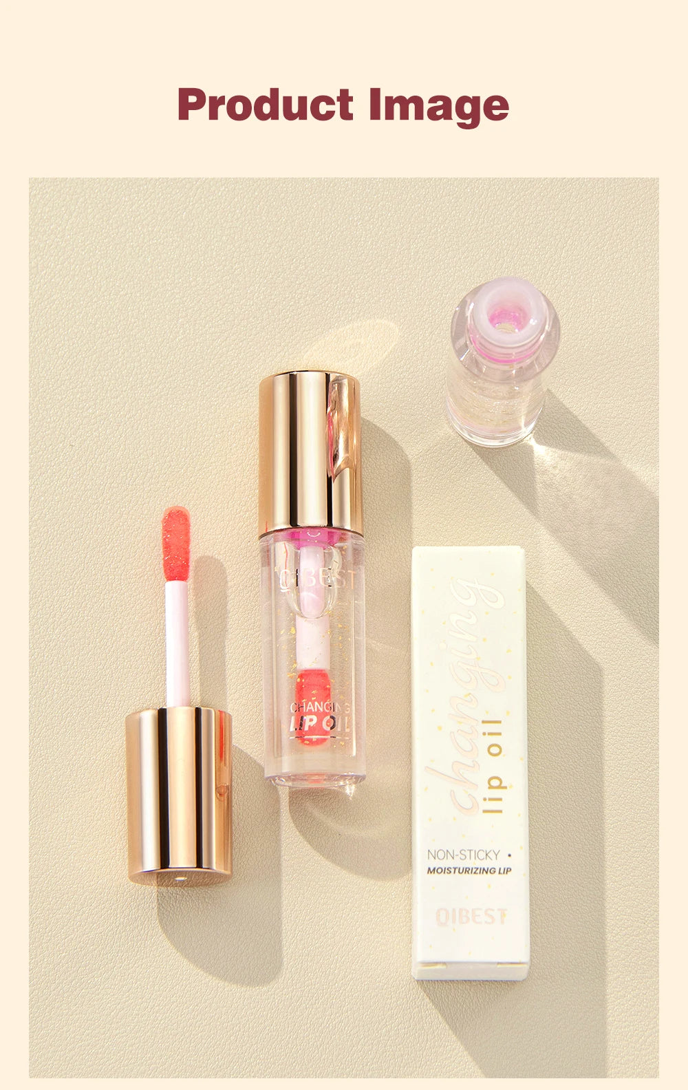 1PC lip oil, moisturizing and long-lasting luster, color changes with temperature, non greasy, daily use