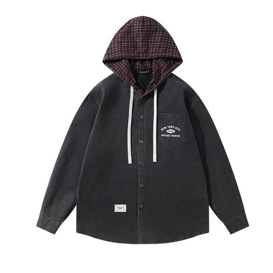 Simple casual hooded shirt with long sleeves for men and women