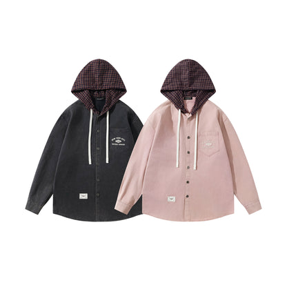 Simple casual hooded shirt with long sleeves for men and women