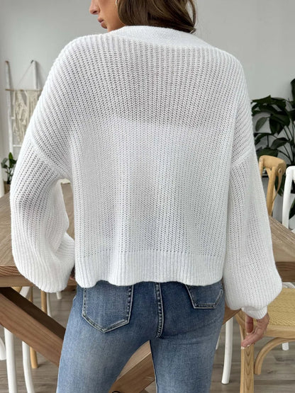 Women's Autumn/Winter New Collection Love Stickers Short Button Jacket Sweater