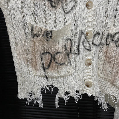 Autumn New Collection Women Knitted Cardigan Letter