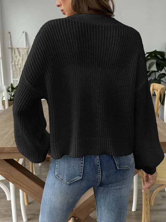 Women's Autumn/Winter New Collection Love Stickers Short Button Jacket Sweater