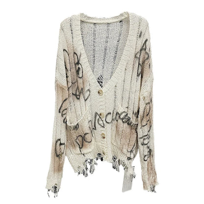 Autumn New Collection Women Knitted Cardigan Letter