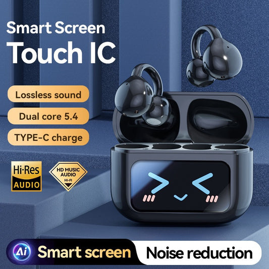 Open Ear Clip Wireless Earbuds BT 5.4 Sports Earphones Built-in Mic