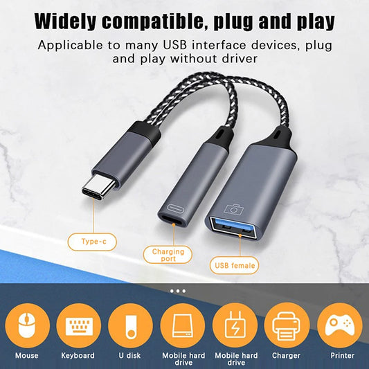 USB C OTG Cable Phone Adapter 2 In 1 Type C To USB