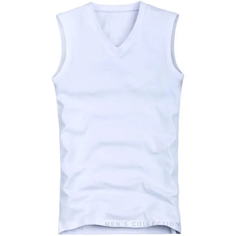 Mens Cotton T-Shirts V-Neck Sleeveless Summer Fashion Male Muscle Tank Shirts Gym Top Tees European Style Slim Fit Man Clothes