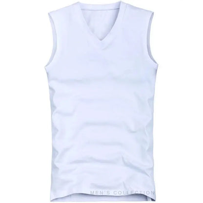 Mens Cotton T-Shirts V-Neck Sleeveless Summer Fashion Male Muscle Tank Shirts Gym Top Tees European Style Slim Fit Man Clothes
