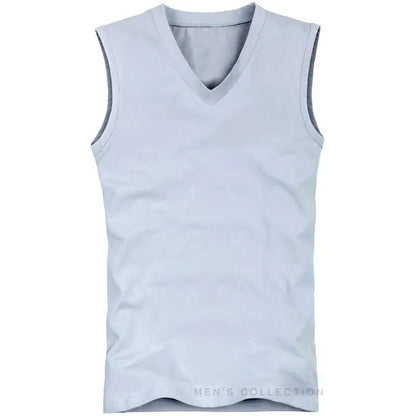 Mens Cotton T-Shirts V-Neck Sleeveless Summer Fashion Male Muscle Tank Shirts Gym Top Tees European Style Slim Fit Man Clothes