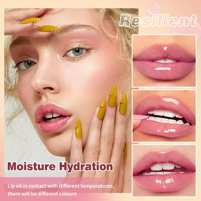 1PC lip oil, moisturizing and long-lasting luster, color changes with temperature, non greasy, daily use