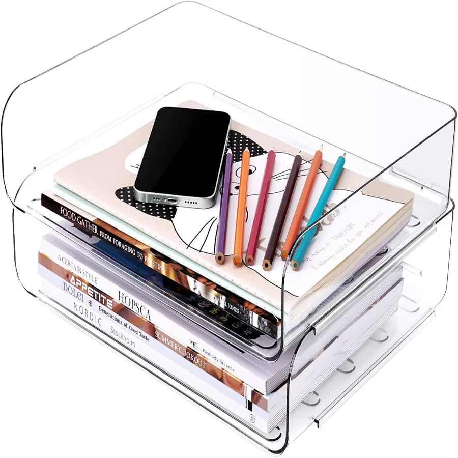 2 pcs Office Desktop Organisers And Lockers, Stackable Files, Desktop File Holders, Neat File Folders, Book And Paper