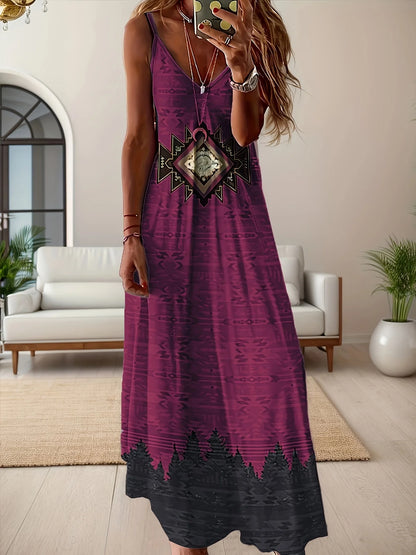 Women's Fashion Dresses Women's Fashion Western Style Printed Dresses Women's Fashion Western Style V-Neck Dresses