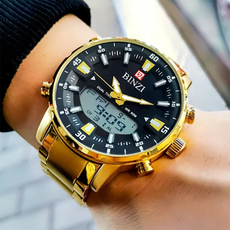 Relogio Masculino Wrist Watches For Men Top Brand Luxury Golden Men Watches Gold Big Male Wristwatch Man Golden Big Dial