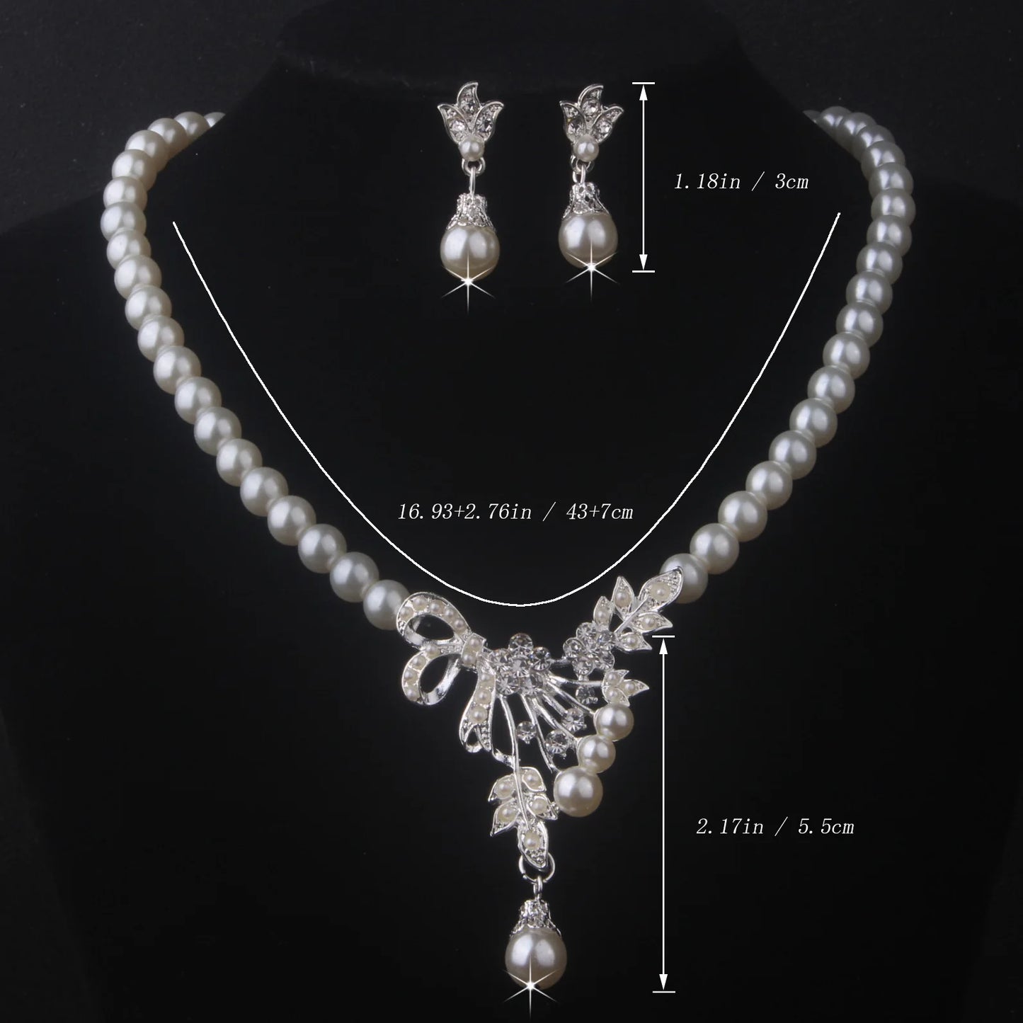 Bridal accessories, wedding necklace, earring set, bead necklace, earring chain, women's fashionable wedding dress, dress access