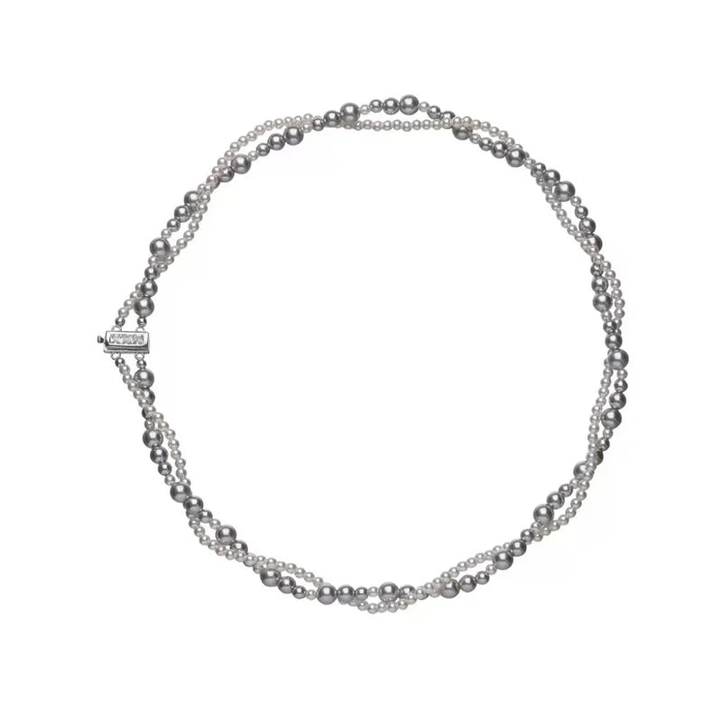 Fashion Imitation Pearl Wrapped Necklace Double Layer Magnetic Buckle Neck Chain Choker Necklace Jewelry Gift Wholesale