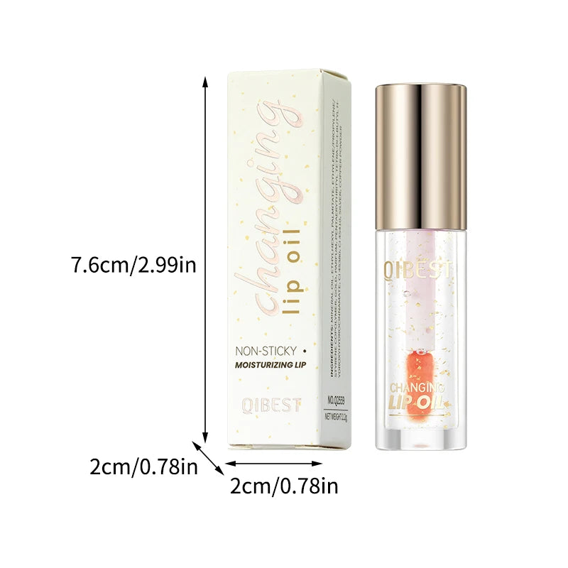 1PC lip oil, moisturizing and long-lasting luster, color changes with temperature, non greasy, daily use