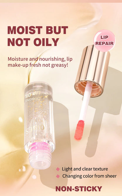 1PC lip oil, moisturizing and long-lasting luster, color changes with temperature, non greasy, daily use