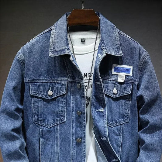 Mens Denim Jackets Spring Autumn Male Coats Turn-down Collar Single Breasted Slim Pockets Outerwear Top Clothes Mens Denim