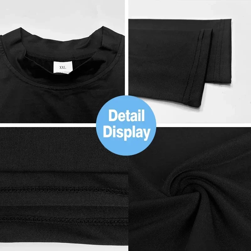 Mens Running T-shirts Compression High-Neck Long Sleeve Athletic Shirt Fitness Training Jogging Gym Sportswear Quick Dry Clothes