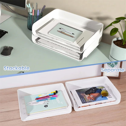 2 pcs Office Desktop Organisers And Lockers, Stackable Files, Desktop File Holders, Neat File Folders, Book And Paper