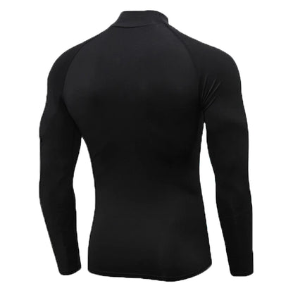 Mens Running T-shirts Compression High-Neck Long Sleeve Athletic Shirt Fitness Training Jogging Gym Sportswear Quick Dry Clothes