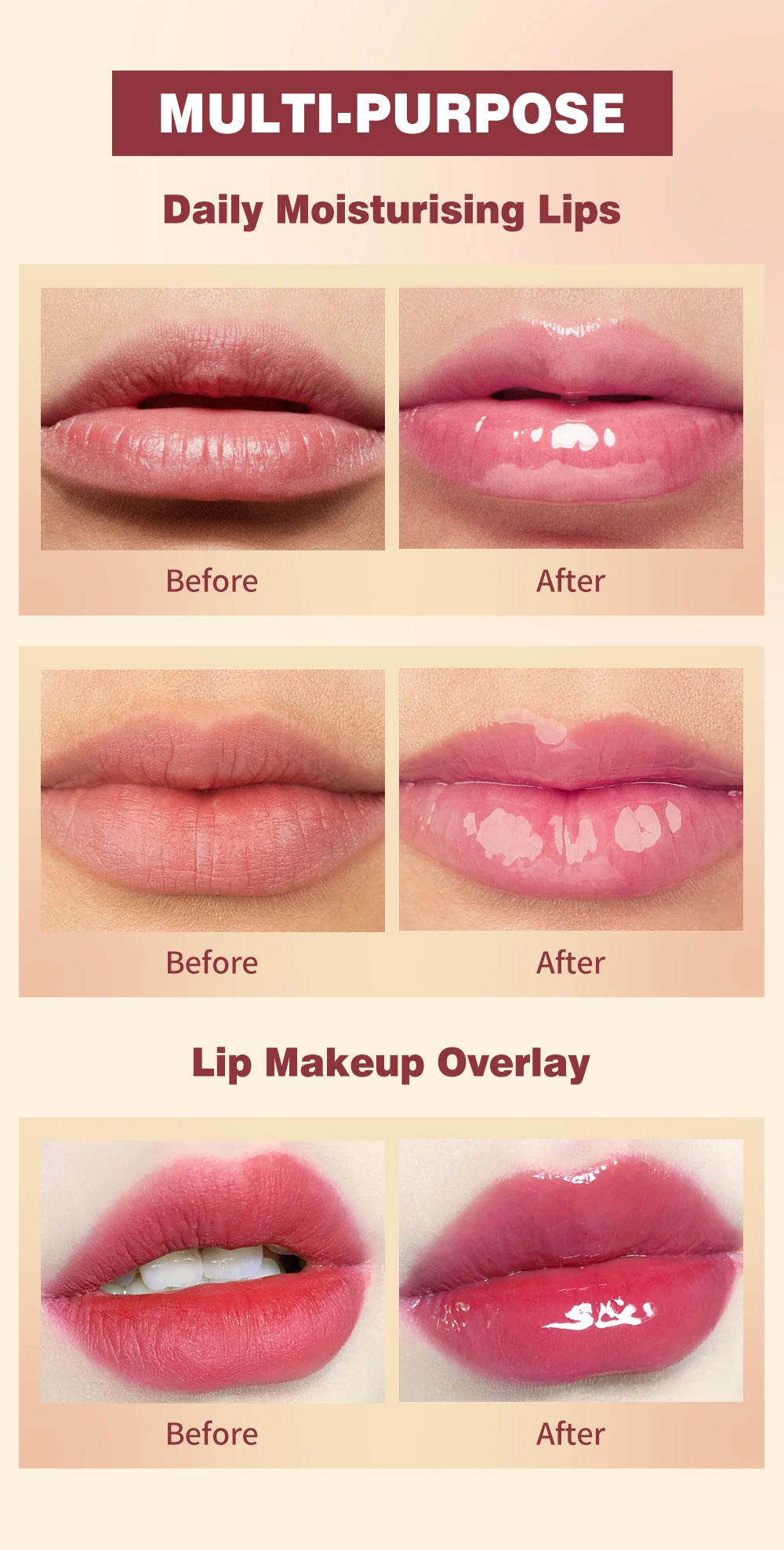 1PC lip oil, moisturizing and long-lasting luster, color changes with temperature, non greasy, daily use