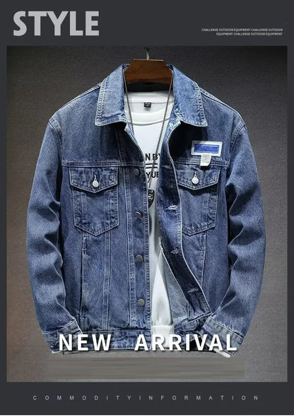 Mens Denim Jackets Spring Autumn Male Coats Turn-down Collar Single Breasted Slim Pockets Outerwear Top Clothes Mens Denim