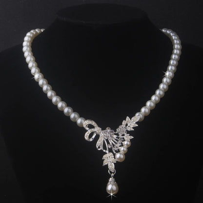 Bridal accessories, wedding necklace, earring set, bead necklace, earring chain, women's fashionable wedding dress, dress access