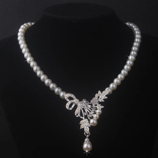 Bridal accessories, wedding necklace, earring set, bead necklace, earring chain, women's fashionable wedding dress, dress access