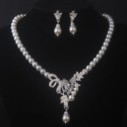 Bridal accessories, wedding necklace, earring set, bead necklace, earring chain, women's fashionable wedding dress, dress access