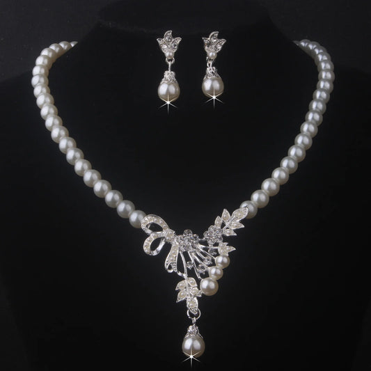 Bridal accessories, wedding necklace, earring set, bead necklace, earring chain, women's fashionable wedding dress, dress access