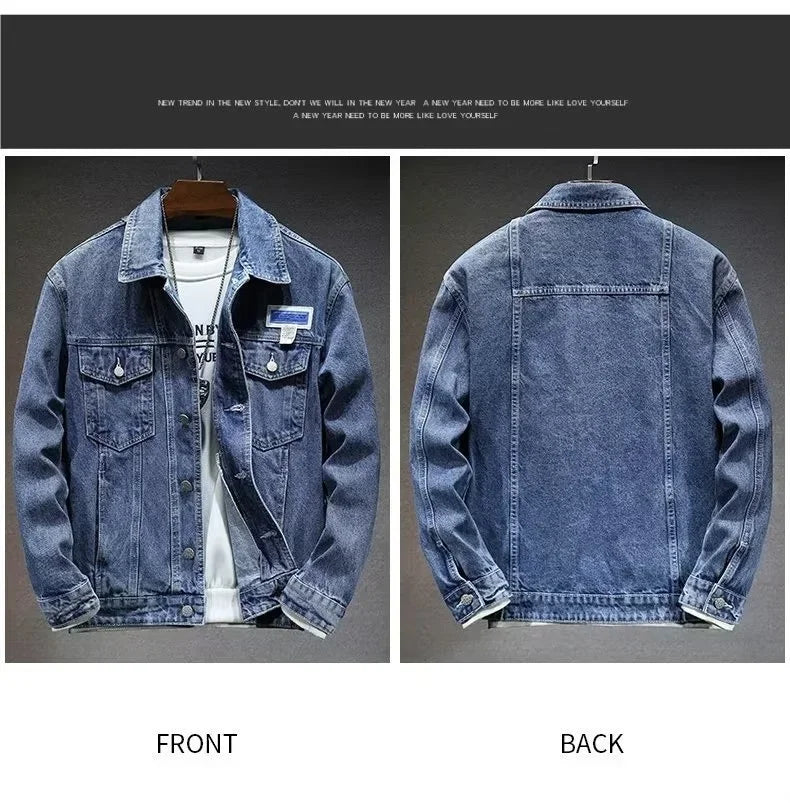 Mens Denim Jackets Spring Autumn Male Coats Turn-down Collar Single Breasted Slim Pockets Outerwear Top Clothes Mens Denim