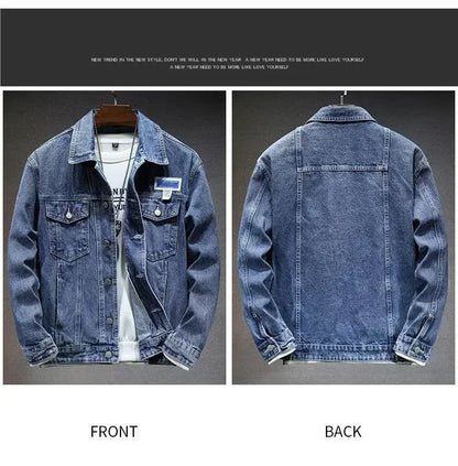 Mens Denim Jackets Spring Autumn Male Coats Turn-down Collar Single Breasted Slim Pockets Outerwear Top Clothes Mens Denim