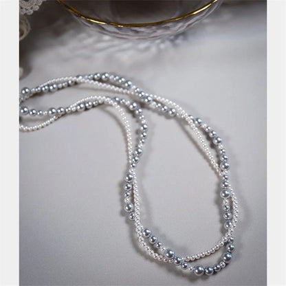 Fashion Imitation Pearl Wrapped Necklace Double Layer Magnetic Buckle Neck Chain Choker Necklace Jewelry Gift Wholesale