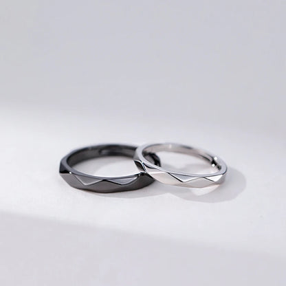 Fashion Black White Ring Geometric Irregularities Smooth Couple Adjustable Rings Simplicity Student Party Jewelry