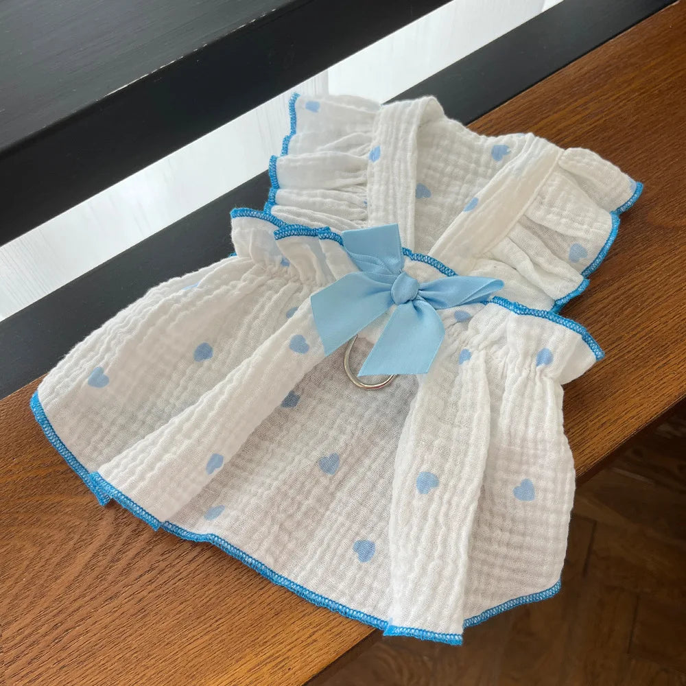 Pet dresses clothes for spring and summer dogs cats teddy bears Pomeranians plush toys  hearts all cotton fabric