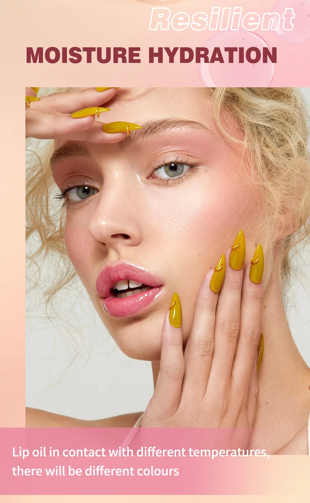 1PC lip oil, moisturizing and long-lasting luster, color changes with temperature, non greasy, daily use