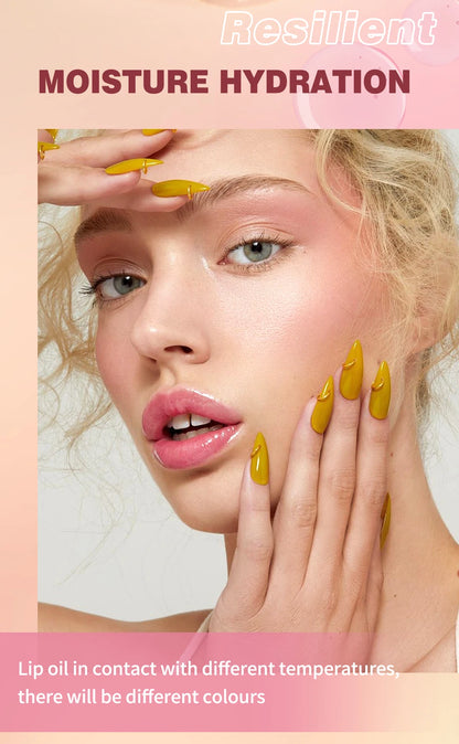 1PC lip oil, moisturizing and long-lasting luster, color changes with temperature, non greasy, daily use