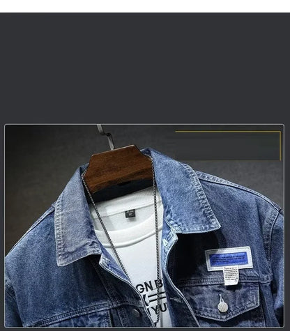 Mens Denim Jackets Spring Autumn Male Coats Turn-down Collar Single Breasted Slim Pockets Outerwear Top Clothes Mens Denim