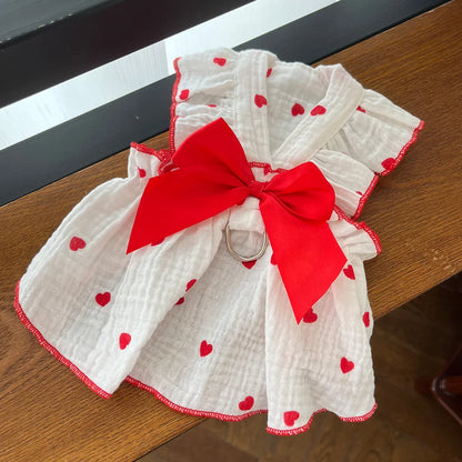 Pet dresses clothes for spring and summer dogs cats teddy bears Pomeranians plush toys  hearts all cotton fabric