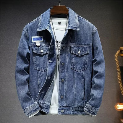 Mens Denim Jackets Spring Autumn Male Coats Turn-down Collar Single Breasted Slim Pockets Outerwear Top Clothes Mens Denim