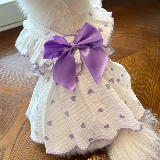 Pet dresses clothes for spring and summer dogs cats teddy bears Pomeranians plush toys  hearts all cotton fabric