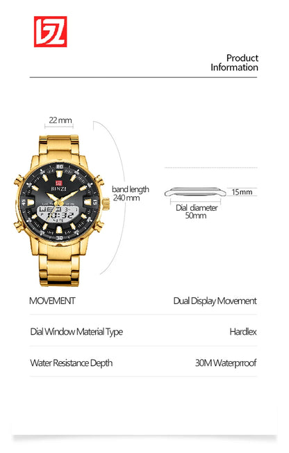 Relogio Masculino Wrist Watches For Men Top Brand Luxury Golden Men Watches Gold Big Male Wristwatch Man Golden Big Dial