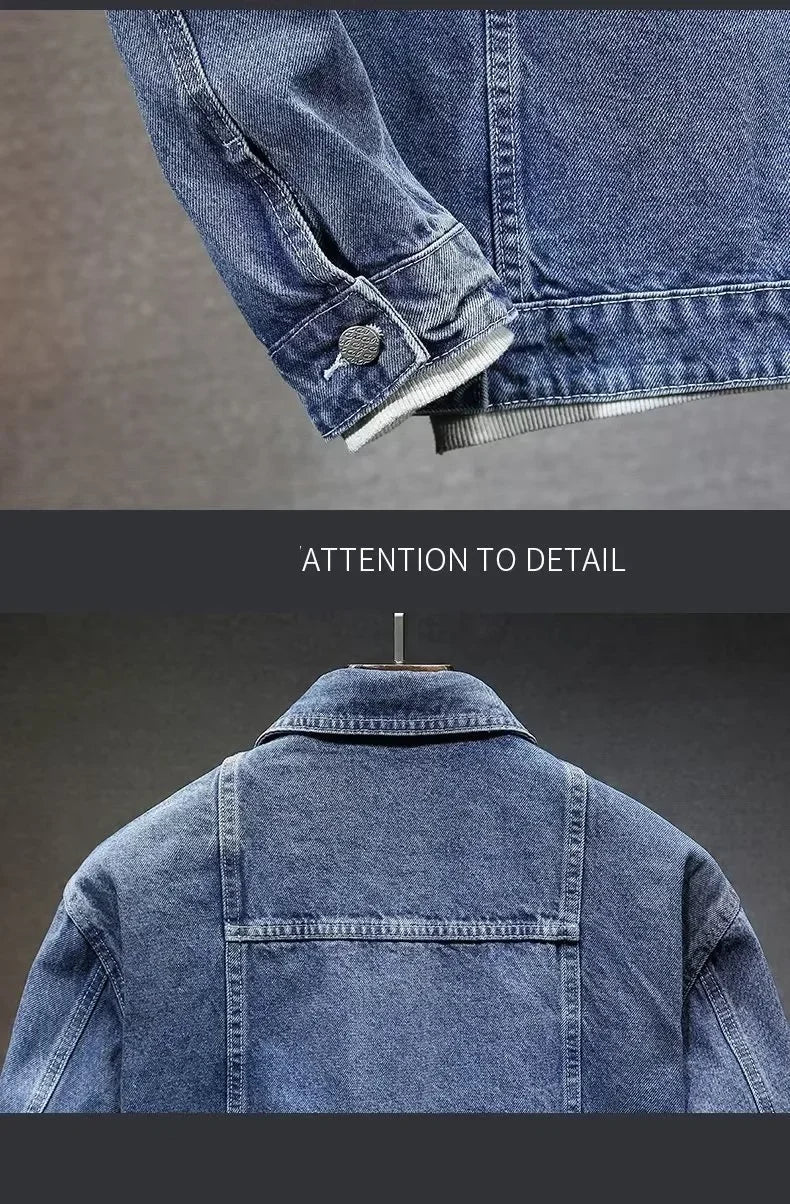 Mens Denim Jackets Spring Autumn Male Coats Turn-down Collar Single Breasted Slim Pockets Outerwear Top Clothes Mens Denim